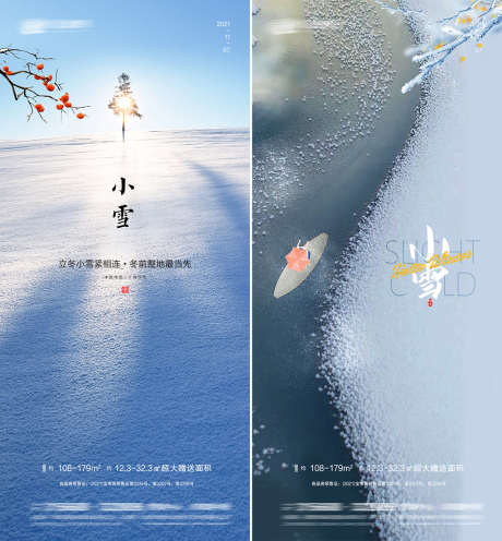 小雪节气系列海报_源文件下载_PSD格式_1080X2340像素-海报,房地产,小雪,二十四节气,简约,冰霜,系列-作品编号:2021111112055406-源文件库-ywjfx.cn