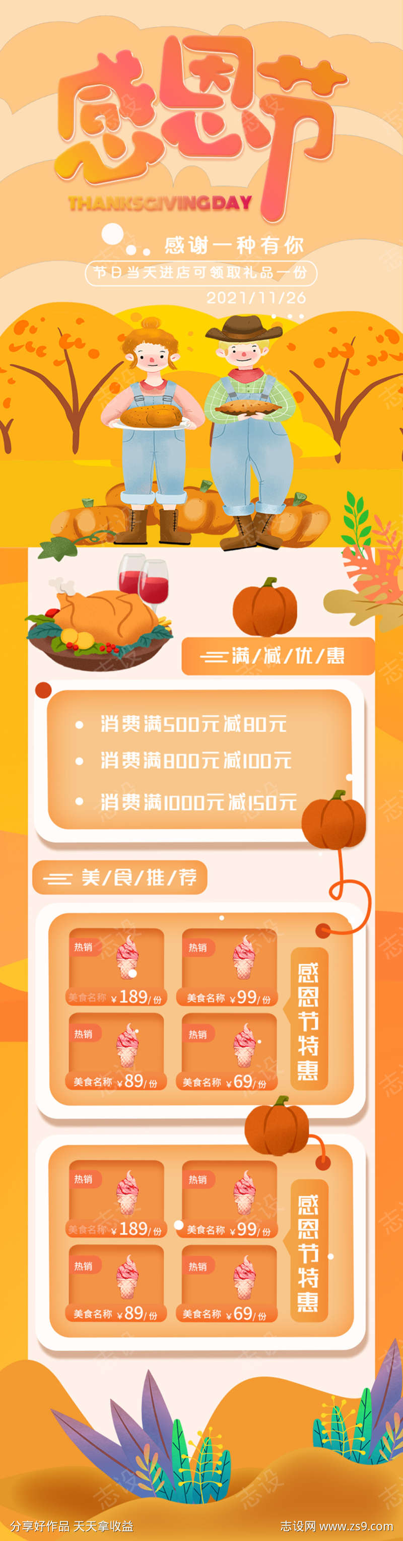 感恩节美食长图