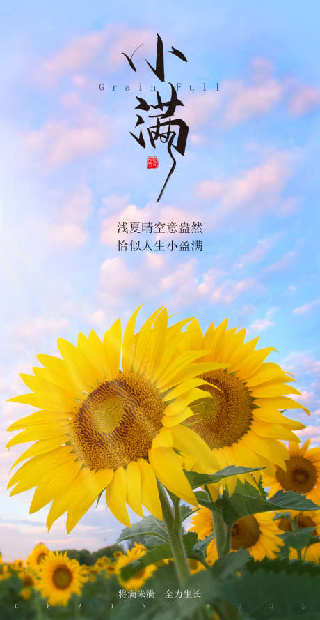 小满系列海报_源文件下载_PSD格式_1242X2400像素-向日葵,麦穗,系列,小满,二十四节气,海报-作品编号:2022050511272507-源文件库-ywjfx.cn