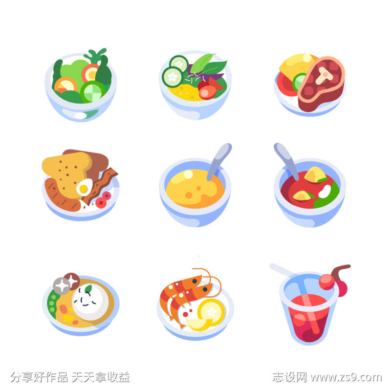 9款食物插画图标