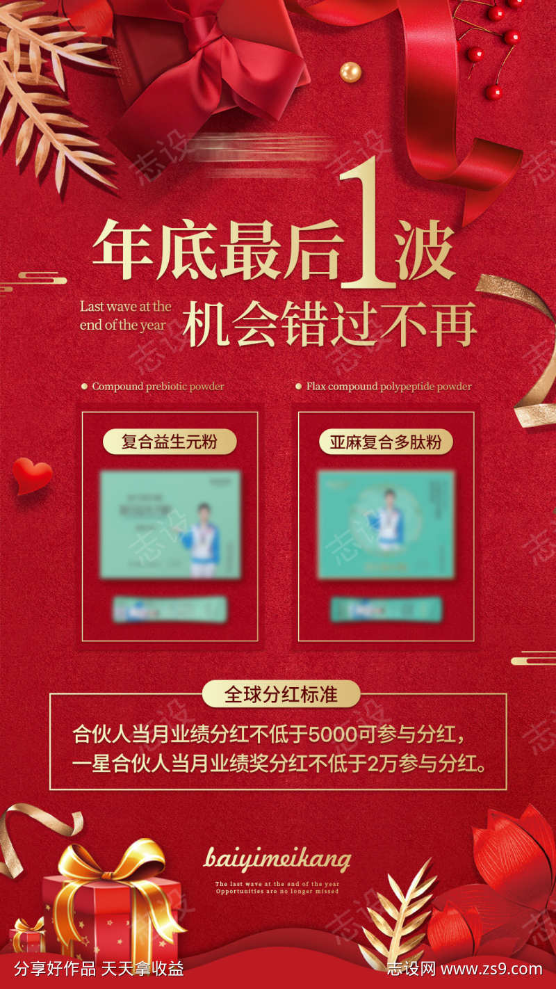 年底倒计时促销分红奖励海报