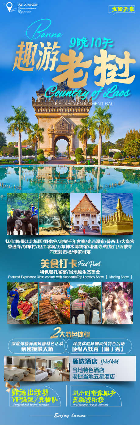 老挝宣传海报_源文件下载_PSD格式_1080X3273像素-大气,简约,异域,出境,版纳,奢华,蓝色,旅游,老挝-作品编号:2023082417276642-源文件库-ywjfx.cn