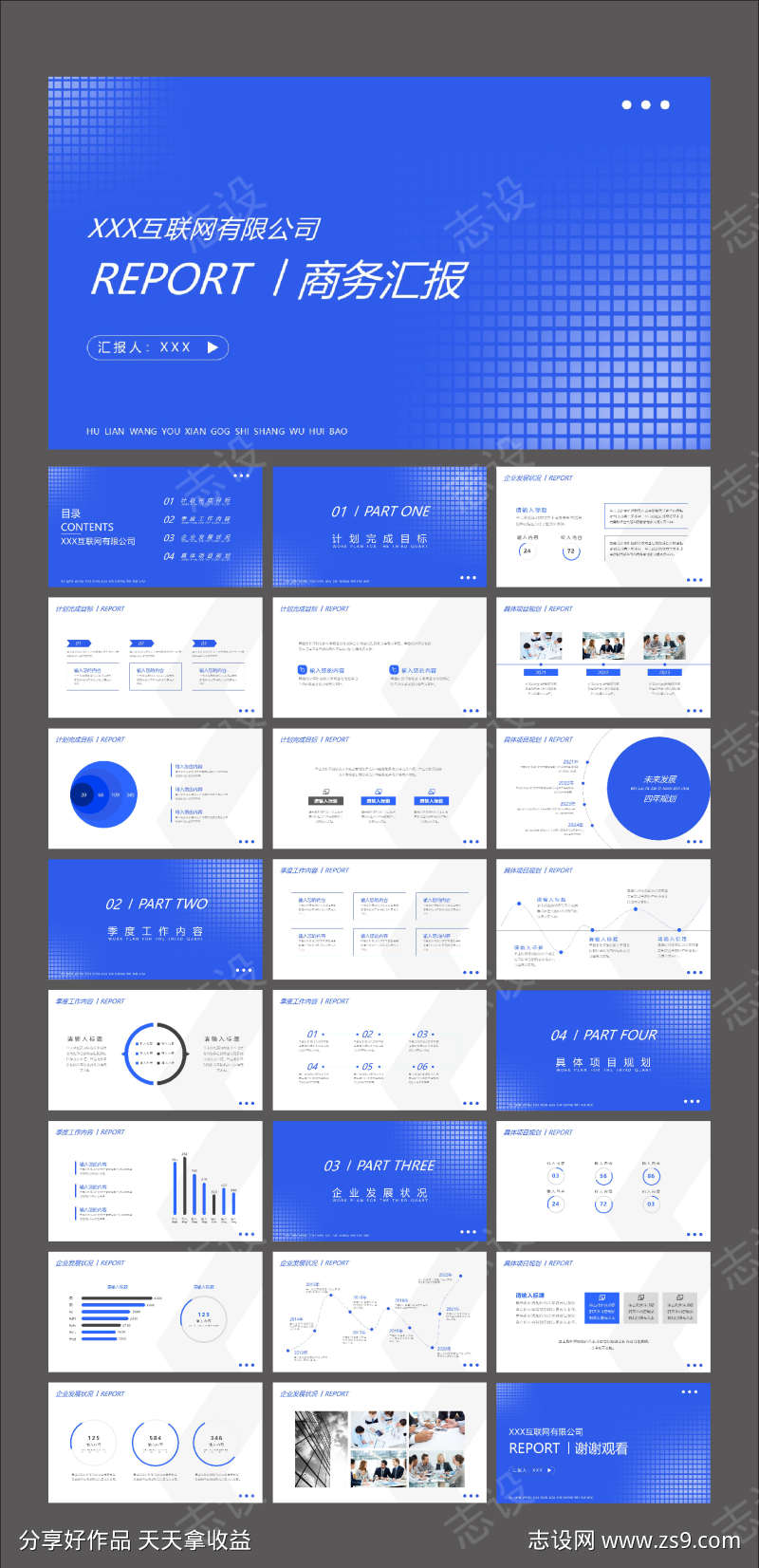 蓝色大气简约互联网企业商务汇报PPT