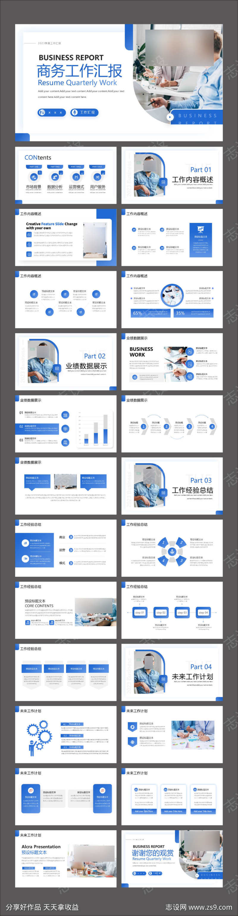 蓝色商务简约工作汇报PPT