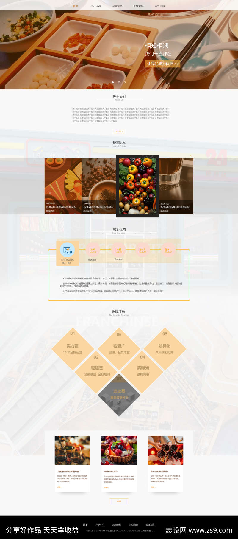 品牌美食首页素材网站模版