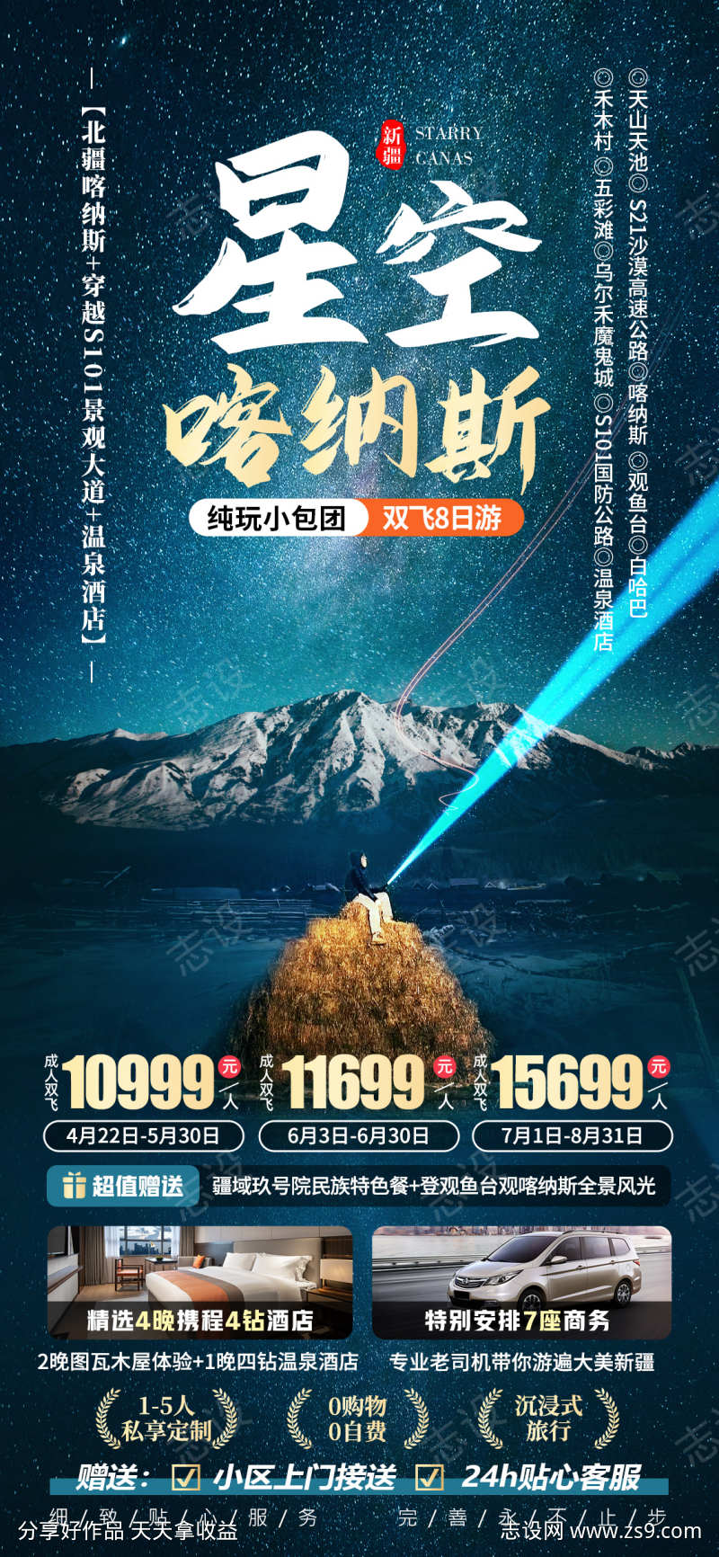 星空喀纳斯新疆旅游海报