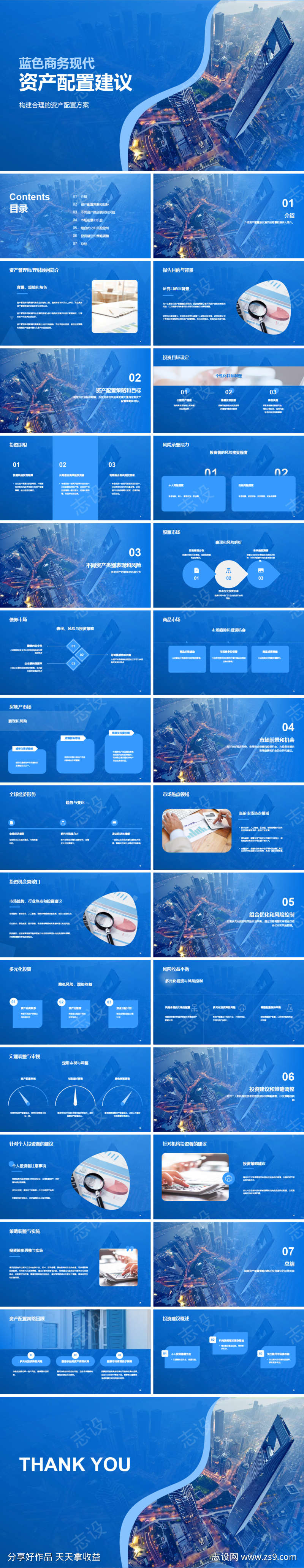 蓝色商务现代资产配置建议PPT.