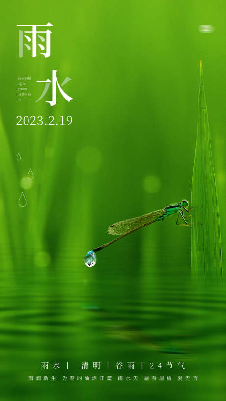 雨水白露竹叶蜻蜓节气海报_源文件下载_PSD格式_1080X1920像素-意境,简约,春天,,,海报,水滴,,白露,雨水-作品编号:2024022009364982-源文件库-ywjfx.cn