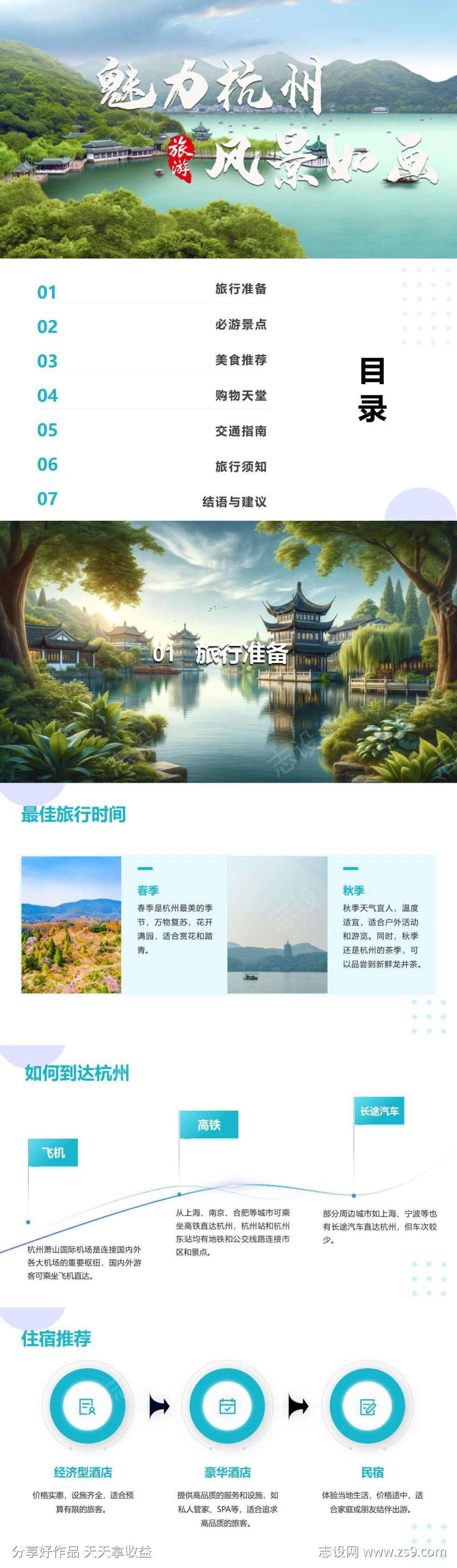杭州自由行旅游攻略PPT