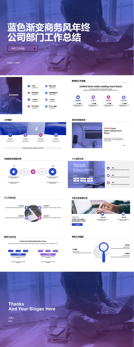 蓝色渐变商务风年终公司部门工作总结PPT_源文件下载_其他格式格式_1621X4200像素-工作,总结,部门,商务,渐变,PPT,企业-作品编号:2024051116128472-源文件库-ywjfx.cn