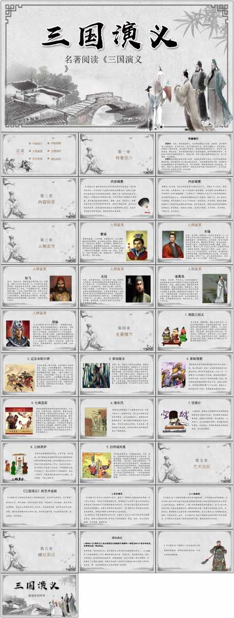 三国演义读书分享PPT_源文件下载_其他格式格式_1798X4737像素-中国,古典,名著,灰色,三国演义,PPT,读书,分享,三国-作品编号:2024060309314704-源文件库-ywjfx.cn