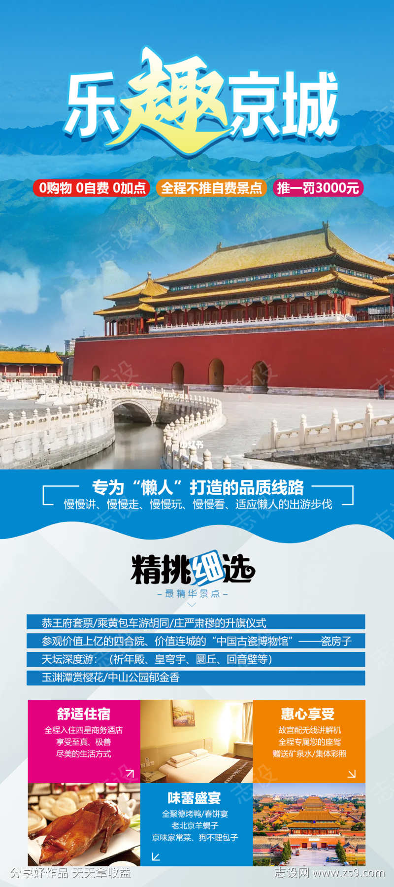 北京京津旅游故宫海报