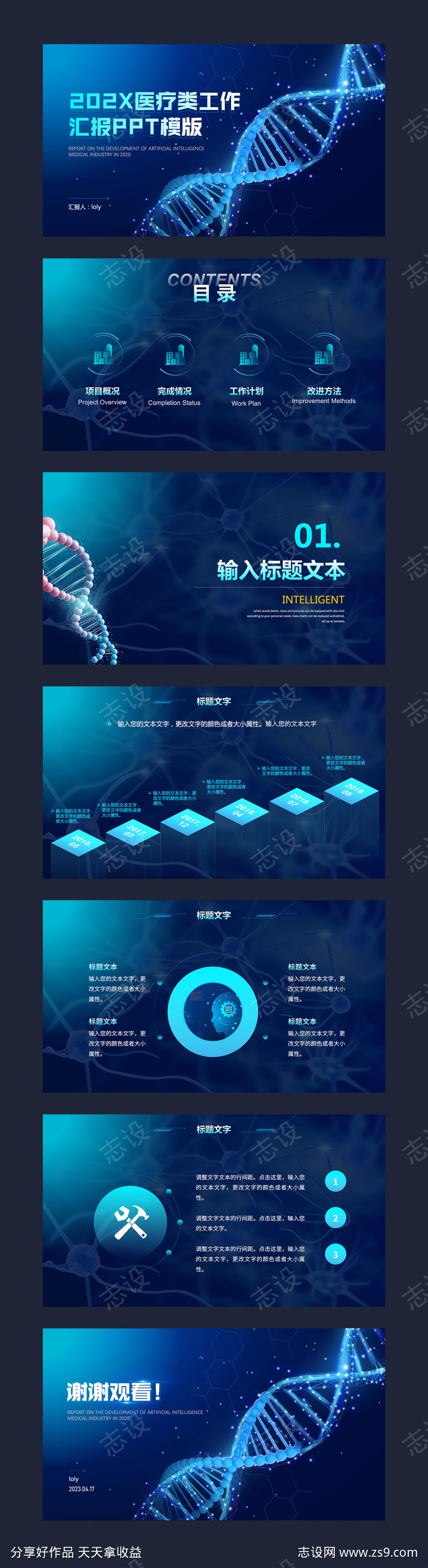 IT互联网科技风医疗类PPT模版