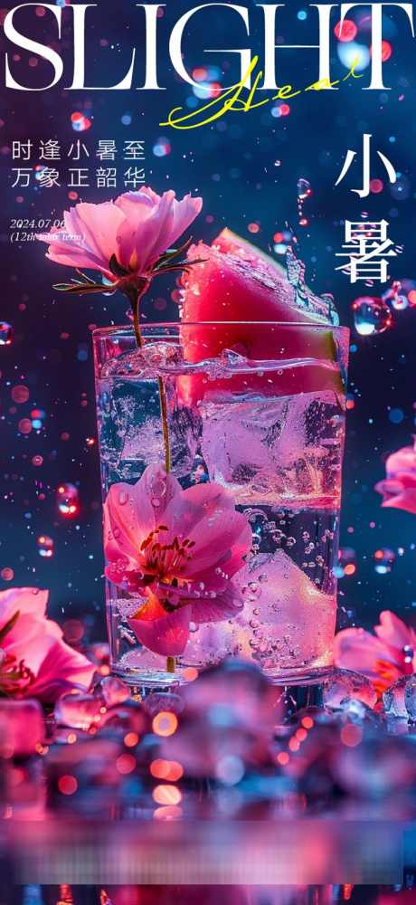 小暑节气海报_源文件下载_AI格式_750X1630像素-唯美,清新,高级,避暑,冰块,西瓜,夏天,大暑,酒吧,节气,海报-作品编号:2024072410594792-源文件库-ywjfx.cn