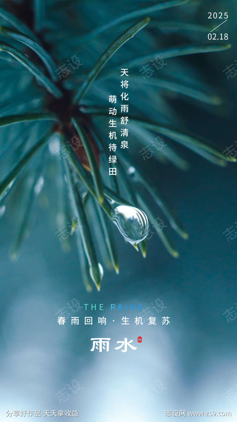 雨水节气海报